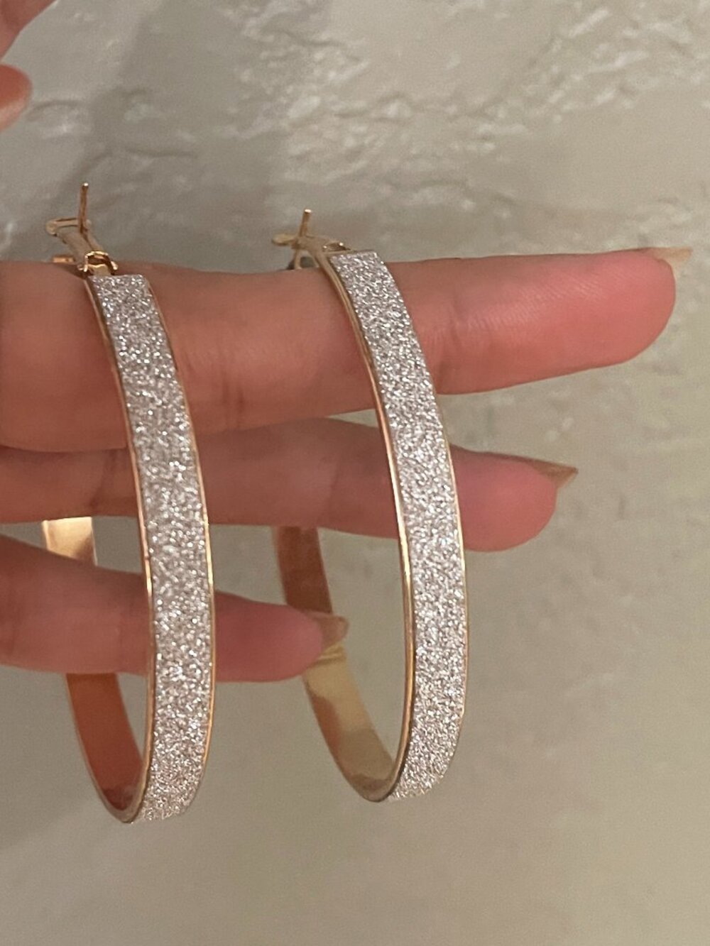 Large Gold & Silver Glitter Hoop Earrings – Two Tone Statement Hoops New